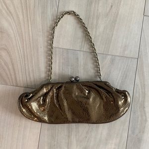 Vintage Gold Franchi Collection leather clutch with chain strap